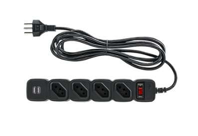 PROTETOR E. C/ 4 TOMADAS EPE 204 USB PT