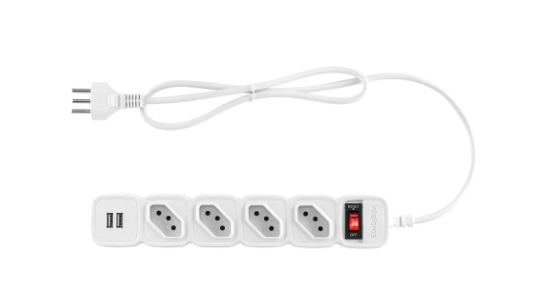 PROTETOR E. C/ 4 TOMADAS EPE 204 USB +BR